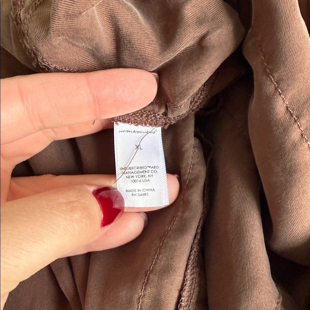 NEW- Unsubscribed 100% Silk Brown Long-Sleeve Jumpsuit - Picture 11 of 12